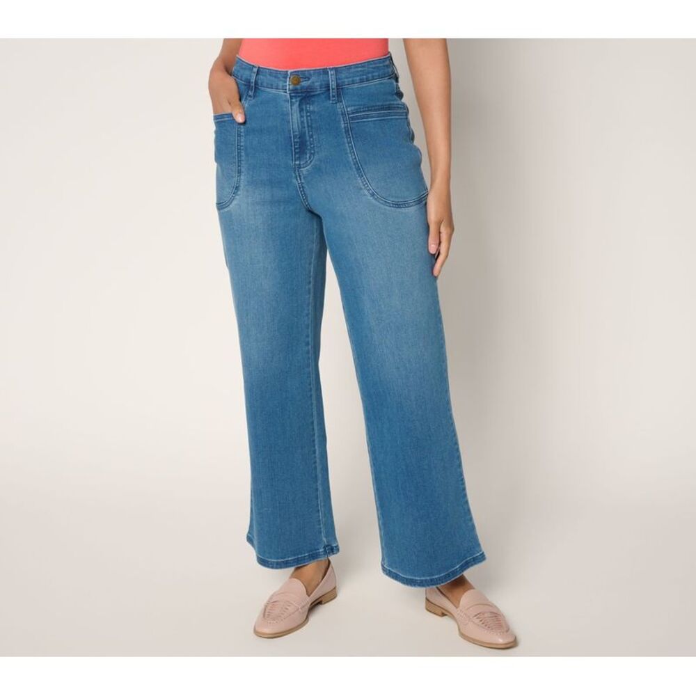 Joan Rivers Classics Collection Women's Petite Pants 22P Wide-Leg Blue A690970